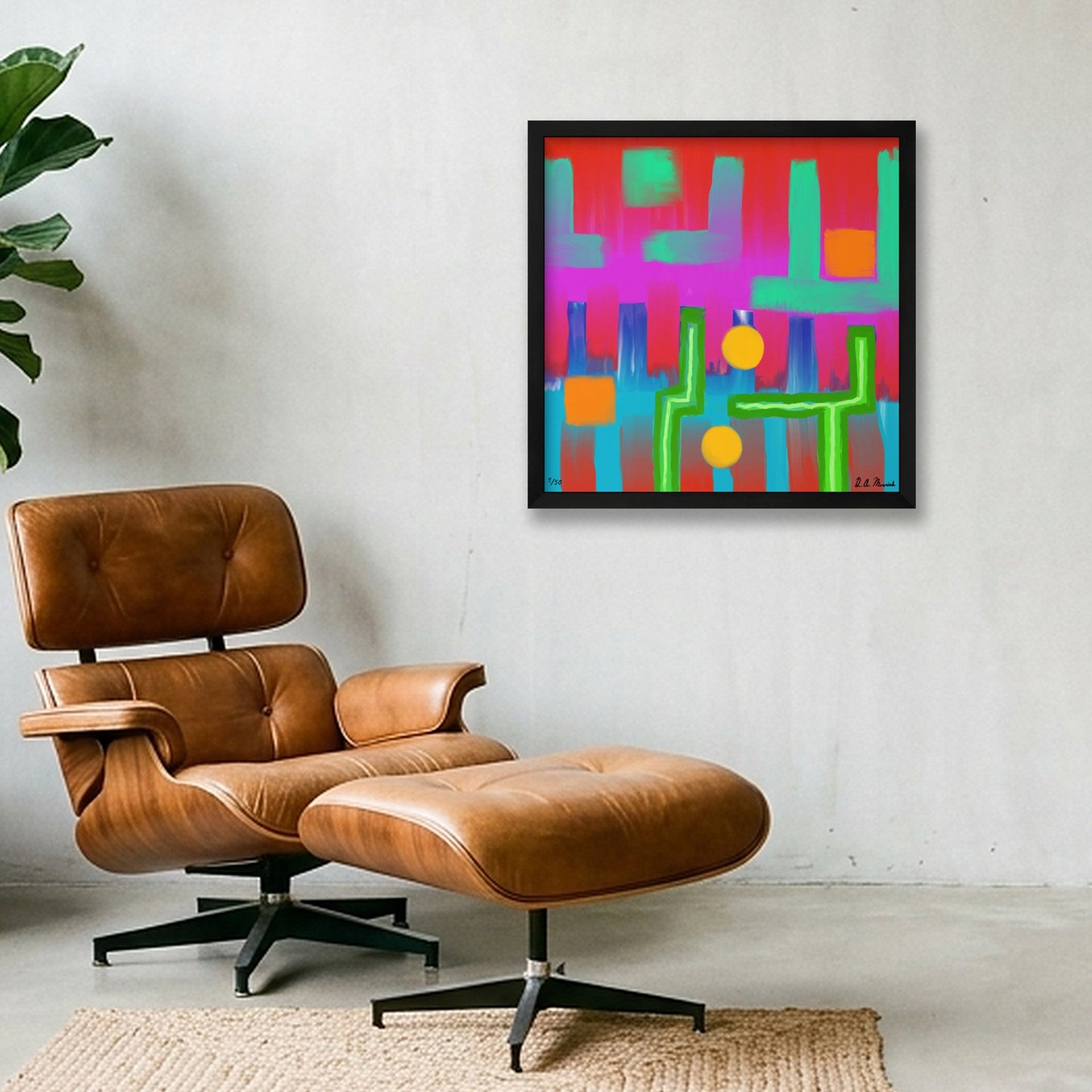 Cacti — 40×40cm, 16×16" Black Frame
